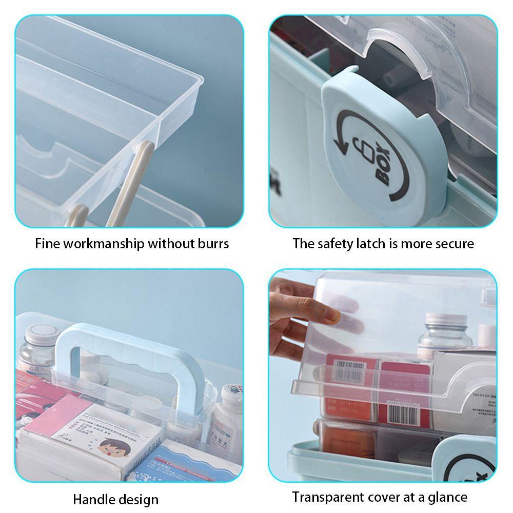 R-FLOWER Kotak Kit Alat Bantu Perjalanan Dada Obat Lipat Portabel Multi-layer Pill Case Kapasitas Besar Medicine Chest