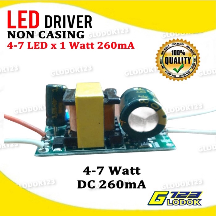 LED Driver LED 4-7 Watt 4-7W AC DC 260 mA PCB Board Tanpa Casing Kotak