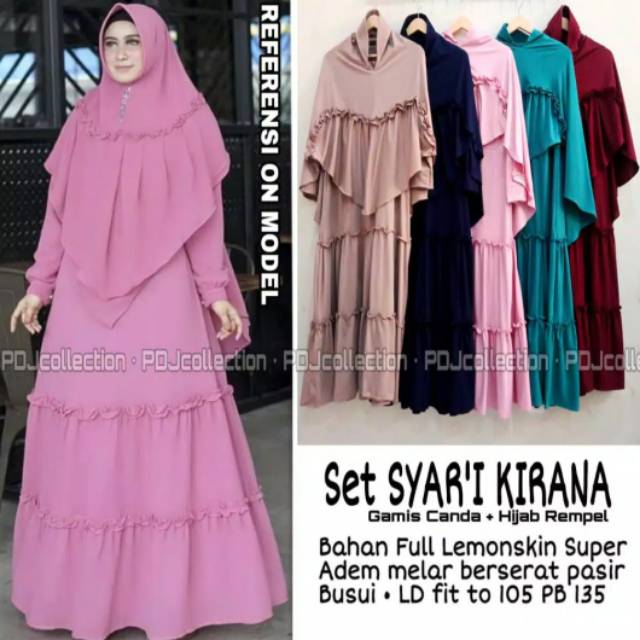Gamis set Citra Kirana/Gamis Variasi Kerut Dengan Hijab Rempel