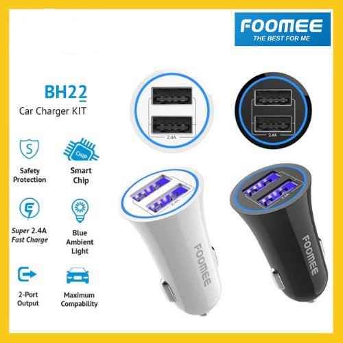 Car Charger Dual Port USB 2.4A FOOMEE BH22 Charger Mobil