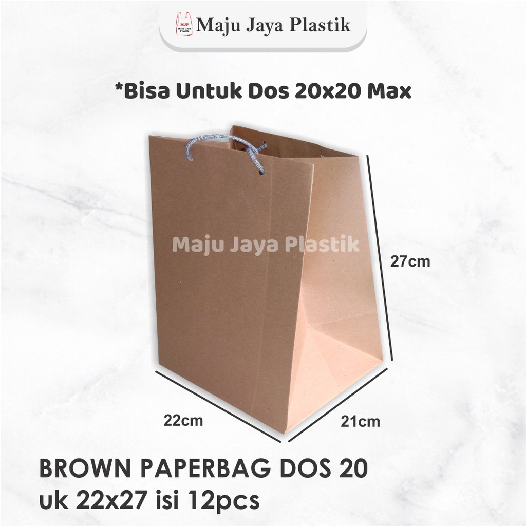 

(12 PCS) Paper Bag Coklat 20x20x20 cm | Tas Kertas Kotak Nasi Kue | Paperbag Hampers Kado Souvenir