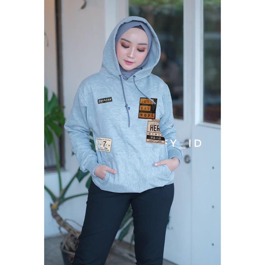 damai fashion jakarta - SWEATER jaket hoodie wanita JUST SAY NOPE - konveksi murah tanah abang