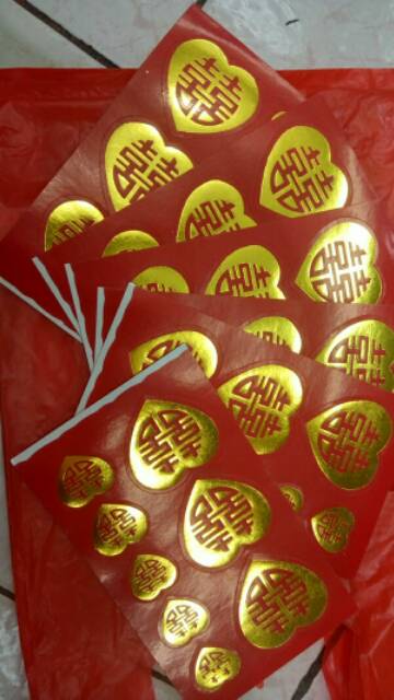 Sticker Hiasan Pesta Pernikahan Double Happiness Shuang Xi