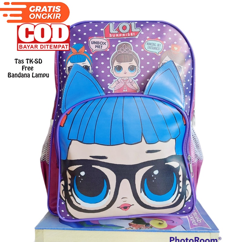 Tas Sekolah Anak TK-SD free Bandana Lampu LED