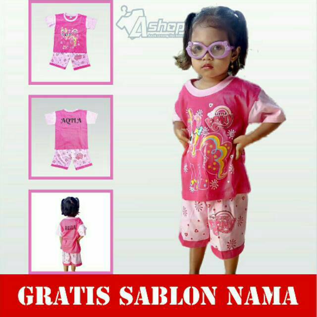 Baju Anak Setelan Little Pony Kaos Anak Laki-Laki Perempuan Murah Gratis Custom Nama