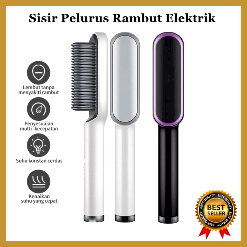 Catokan Sisir Pelurus Dan Curly Rambut 2 In 1 Heated Straightening Sisir Catokan Pelurus Rambut Elektrik GOSHOP88