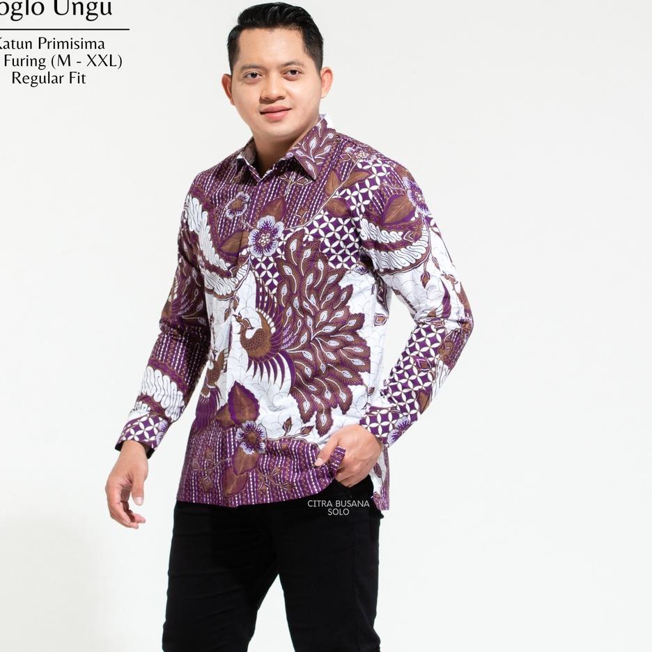 Rame-Rame⛄ JOGLO UNGU Kemeja Batik Pria Full Furing Bahan Katun Primisima |Trend|Update|Hanya hari i