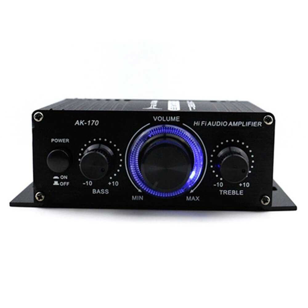 Amplifier Hi Fi Stereo Rumah FM Radio USB AUX TF Layar LED 2CH Power amplifier Car Amplifier Treble Bass Booster - AK-170