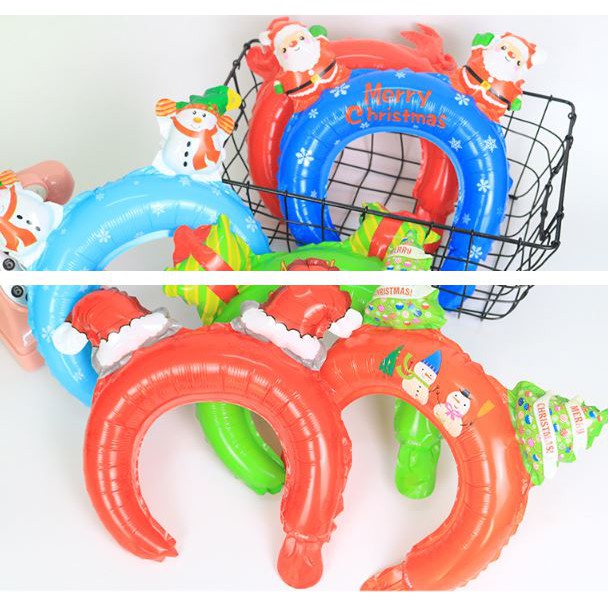 Balon Bando Santa merah/Balon Foil Headband Natal