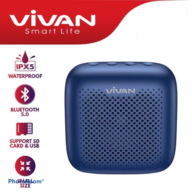Vivan Speaker Bluetooth VS1 V 5.0 Waterproof Outdoor Speaker Mini Garansi Original Resmi-Blue