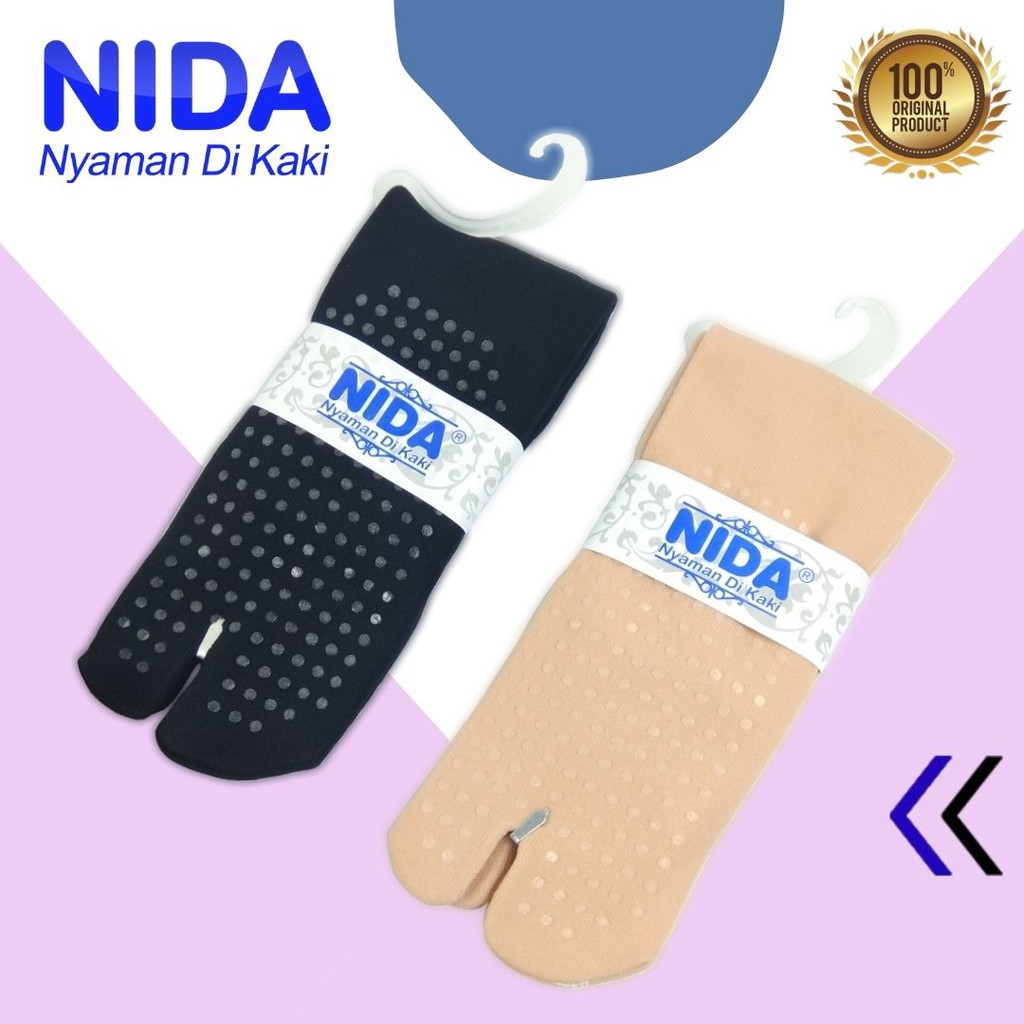 Kaos Kaki Nida Polos Anti Slip Nyaman di Kaki Hitam dan Coklat Muda