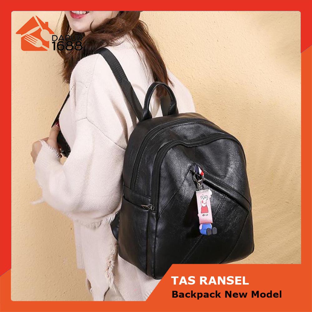 Tas Ransel Wanita Korean Fashion Sekolah Kuliah Kerja Bahan PU Leather - Backpack Fashion New Model