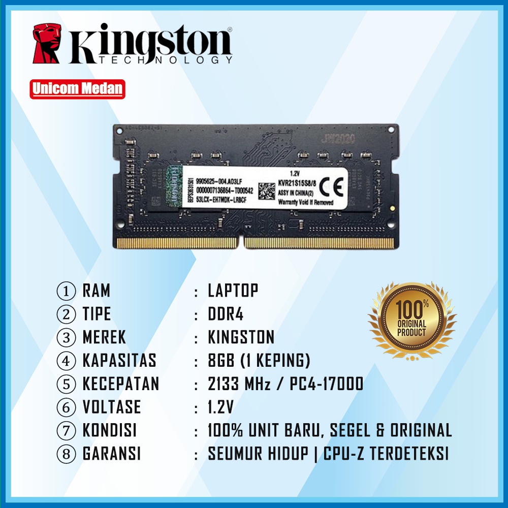 RAM LAPTOP DDR4 8GB 2133MHZ PC4-17000 KINGSTON