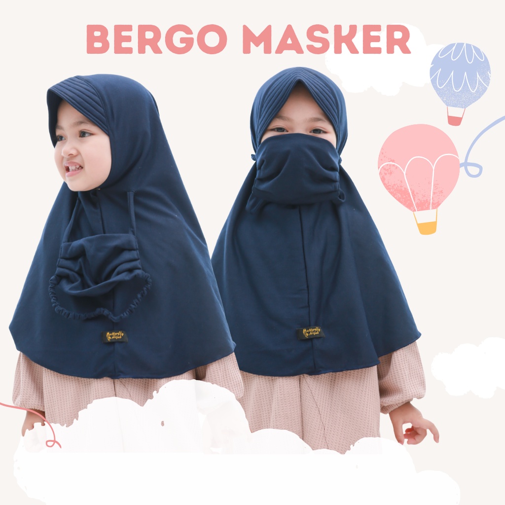 Hijab Anak Bergo Masker Anak Bahan Kaos PE