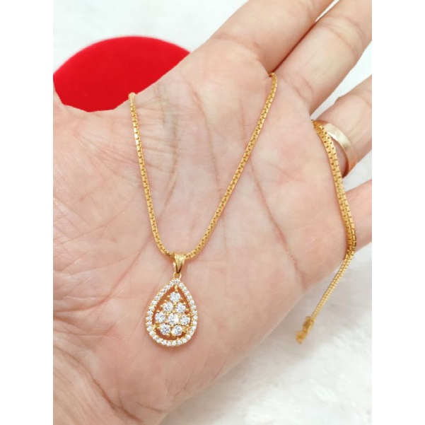 KALUNG ITALY DEWASA + LIONTIN OVAL CORR MATA PERAK 925 LAPIS EMAS 24K WARNA ROSEGOLD