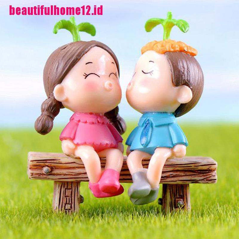 【beautifulhome12.id】1 Pair Resin Miniature Garden Ornament Decor Craft Dollhouse Bonsai Accessories