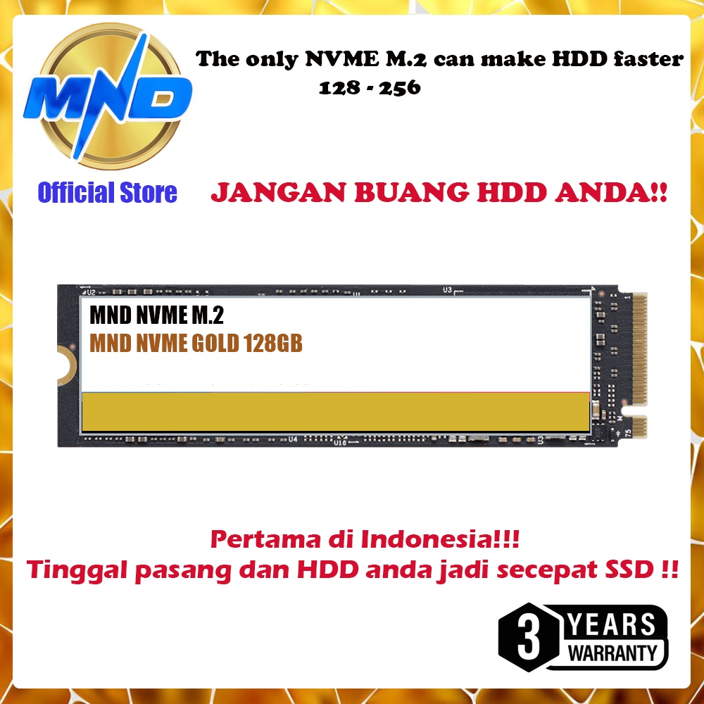 New SSD NVME M.2 MND Gold 128GB - 256GB SSD MEMPERCEPAT HDD ANDA