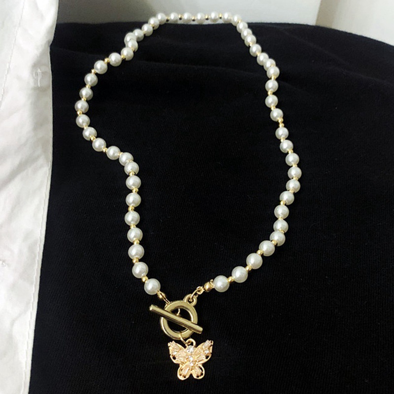 Simple Temperament All-Match Pearl Butterfly Chain Ins Necklace