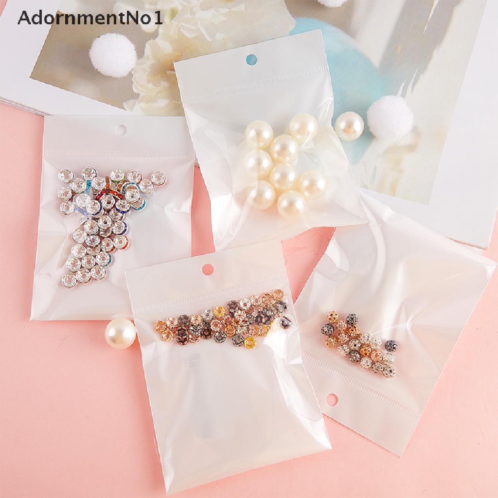 (AdornmentNo1) 50pcs Kantong Plastik Cellophane Putih Dengan Segel Untuk Perhiasan DIY