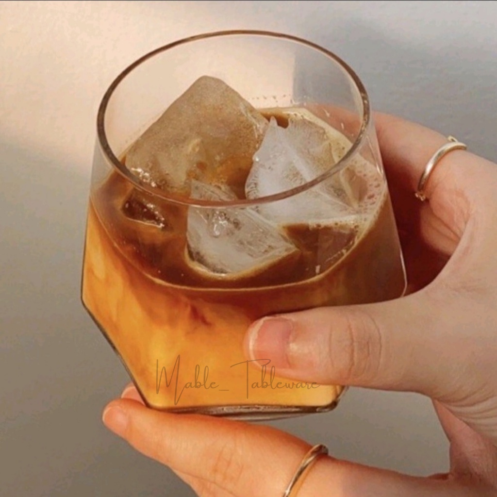 Prism Aesthetic Drinking Glass / Gelas Kaca Vintage Retro Estetik / Gelas Kopi Cafe / Gelas Unik-7