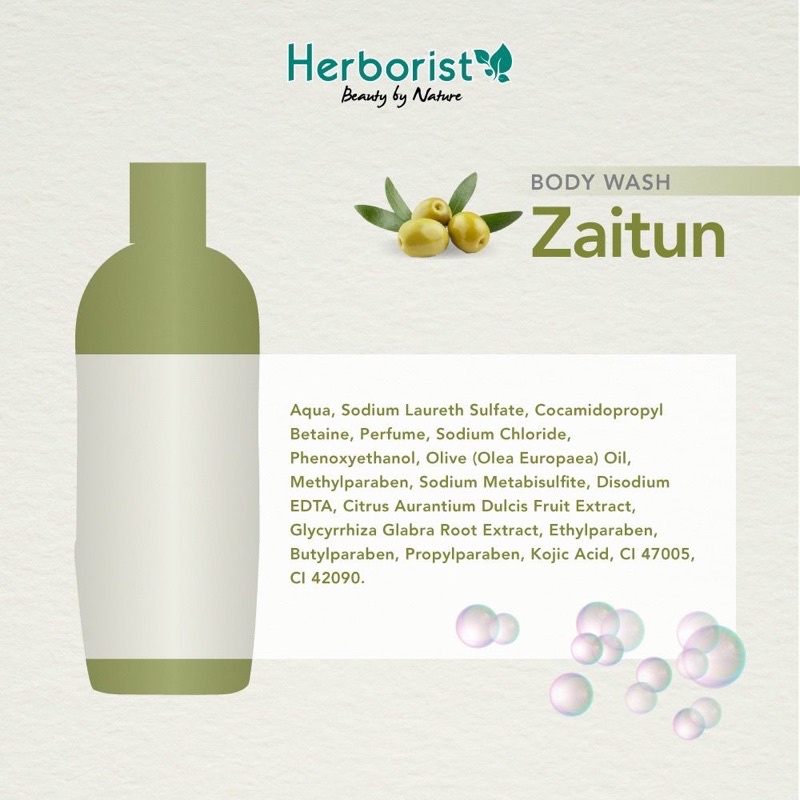 HERBORIST BODY WASH ZAITUN 250ML / SABUN ZAITUN HERBORIST