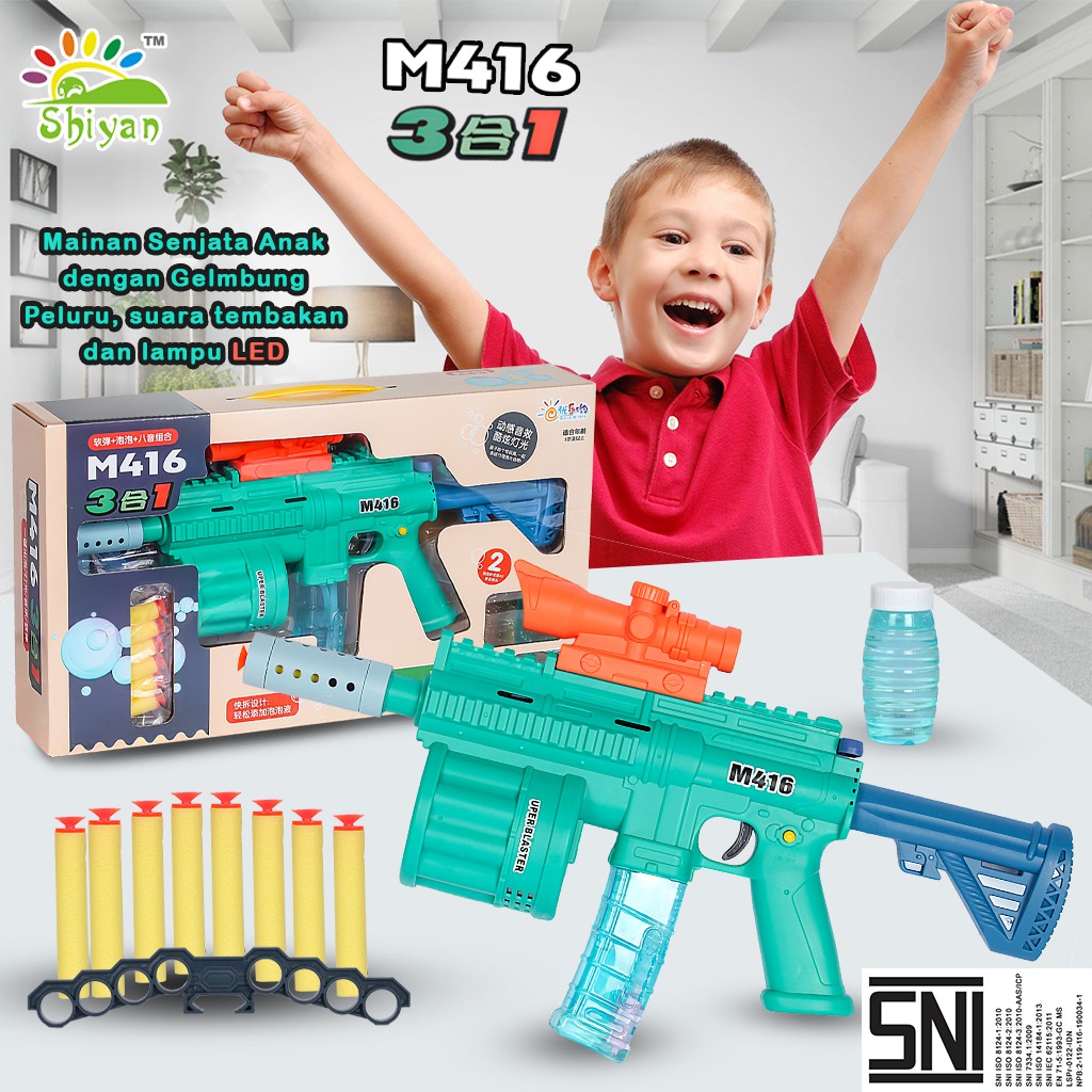 [Shiyan] soft bullet assault rifle toys / mainan senapan dengan bubble blower model senjata m416