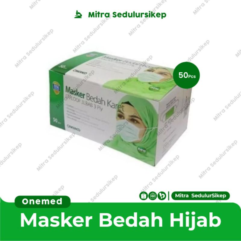 Masker hijab Onemed l Masker Headloop l Masker Jilbab