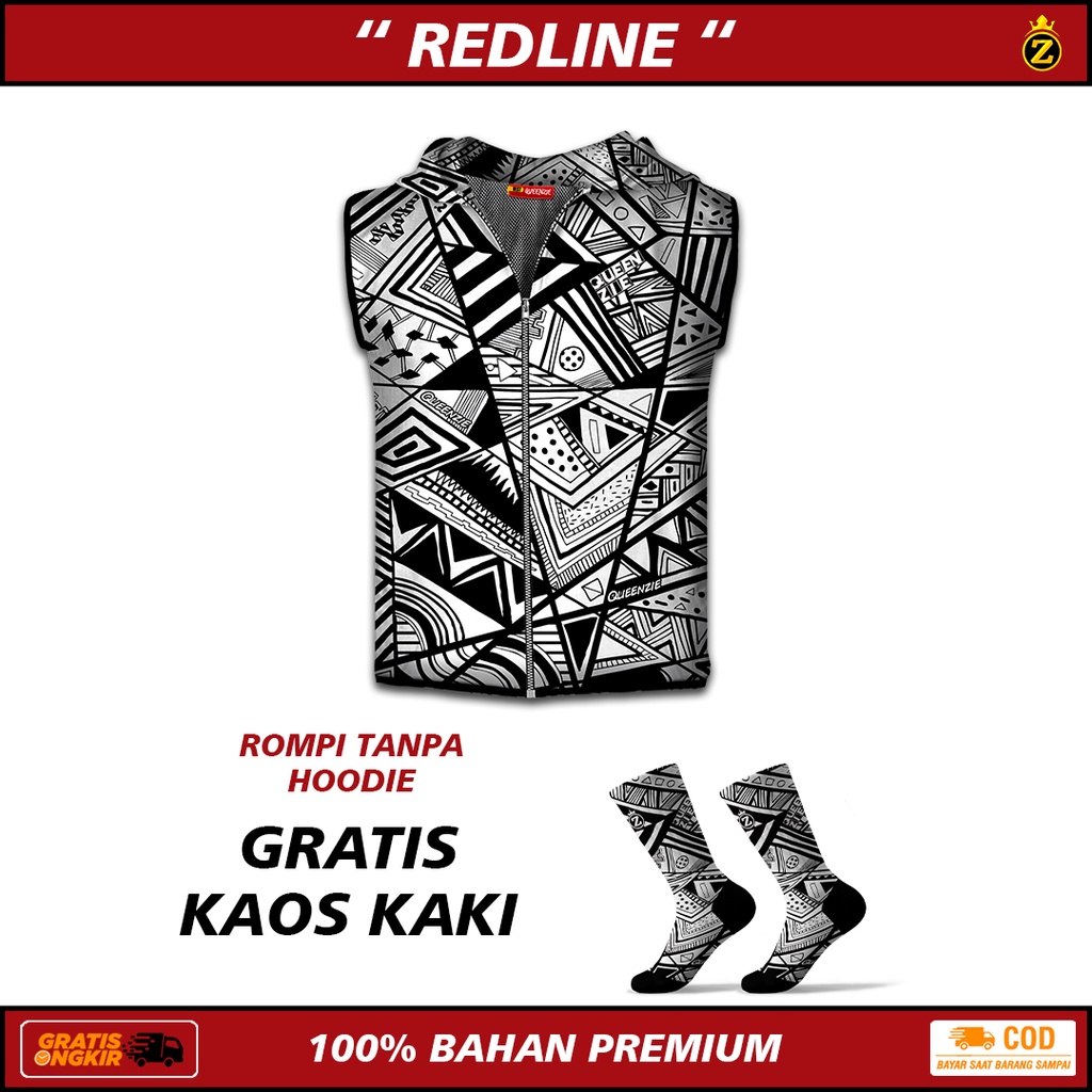 Queenzie  Rompi Parasut Printing Wanita Pria Vest Hoodie Olahraga Running Dan Sepeda
