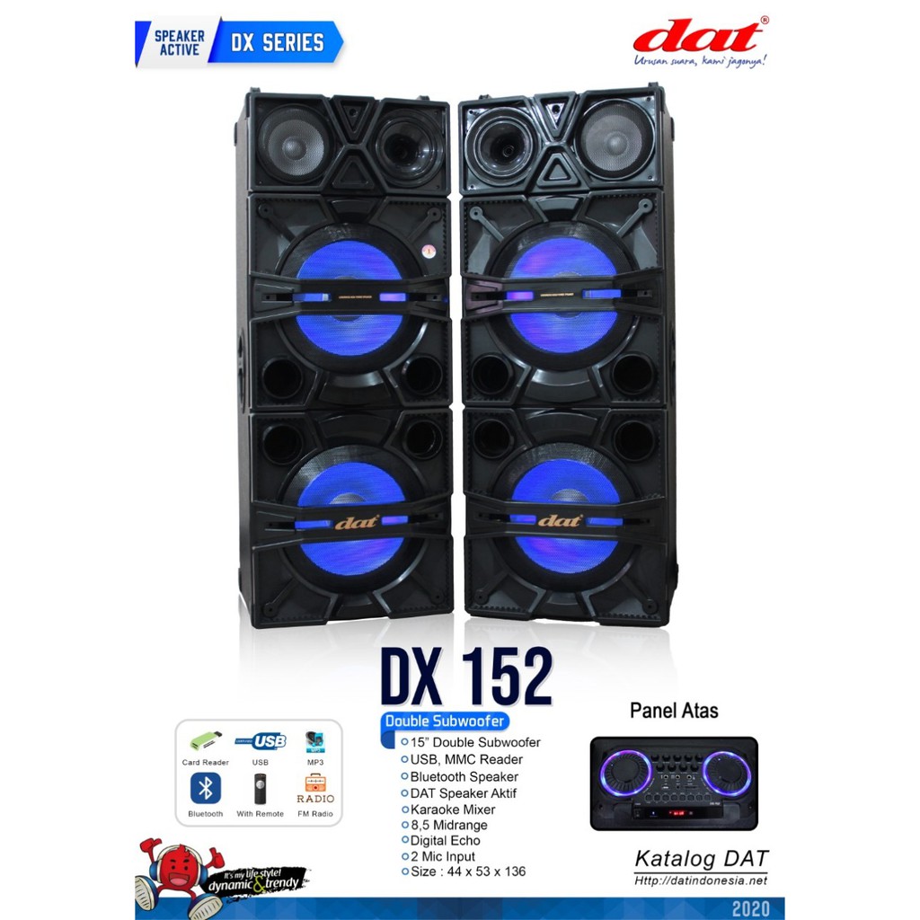 SPEAKER AKTIF PASIF DAT DX 152 SPEAKER 15 INCH DOUBLE SUBWOOFER