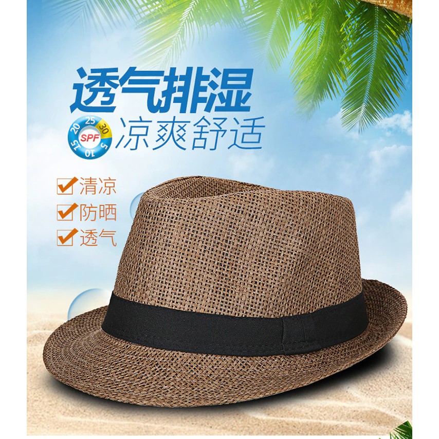 YGRETTE - TOPI FEDORA JAZZ CLASSIC LAKEN BRAIDED POLYPROPYLENE PANTAI WINTER HAT KOBOI COWBOY