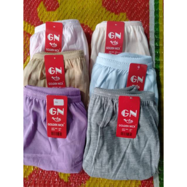 GROSIR (12 pc) Celana dalam wanita golden nick warna muda