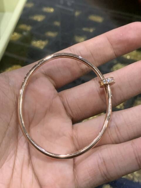 Gelang bangle anak dan dewasa emas asli bentuk paku kadar 70% 700 75% 750 gold whitegold kuning putih 16k 22I