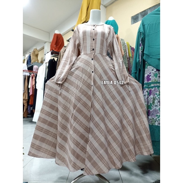 Dress Layla Kotak | Gamis Busui Friendly | Dress Wanita Muslimah