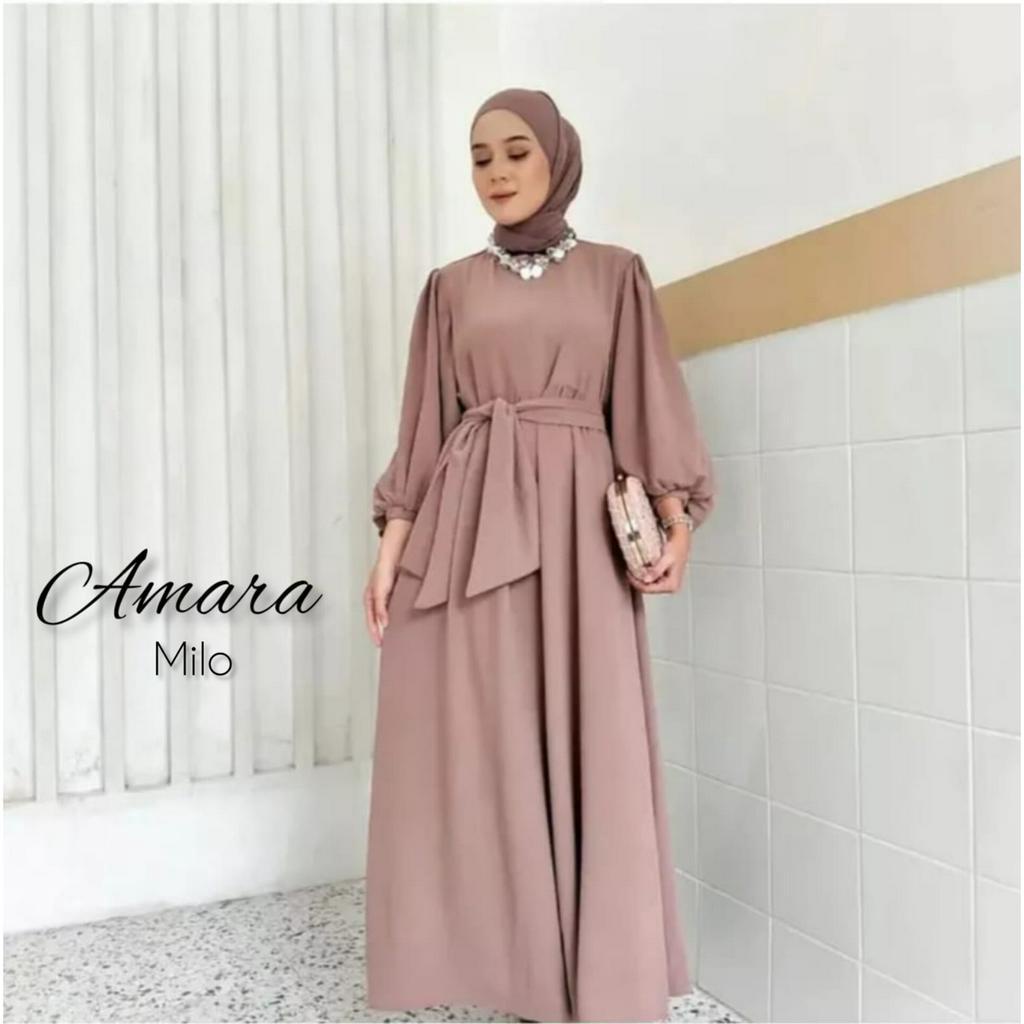 Amara Dress Baju Wanita Gamis Crinkle Airflow Dress Kondangan Baju Muslim Gamis Pesta Mewah Elegan