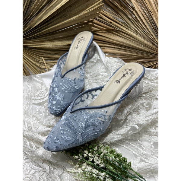 sepatu wanita yasmika iceblue tnggi 5cm kaca