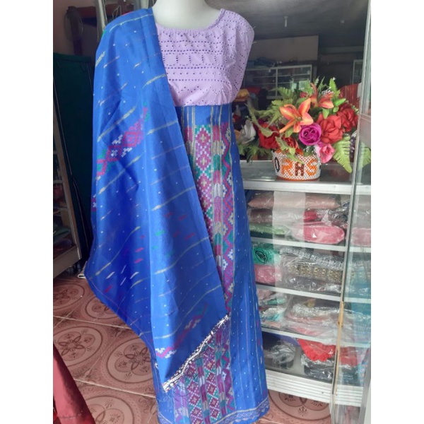 SONGKET BATAK MANDAR PESTA TENUN SIPIROK PAKAIAN PESTA ADAT WANITA SONGKET BIRU