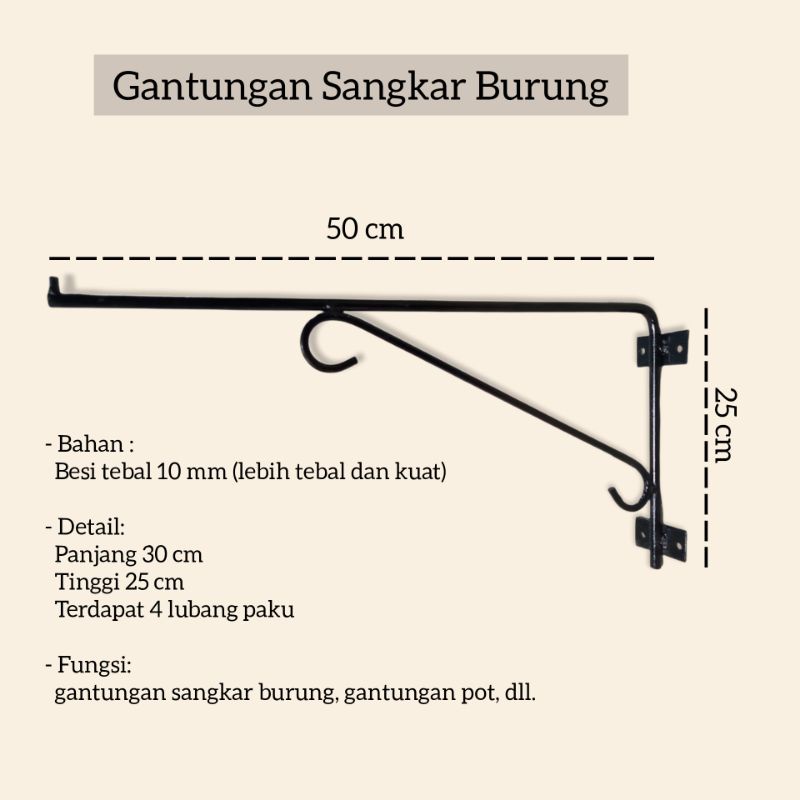 GANTUNGAN SANGKAR BURUNG TEMPEL DINDING / GANTUNGAN POT/ GANTUNGAN KANDANG BURUNG BESI