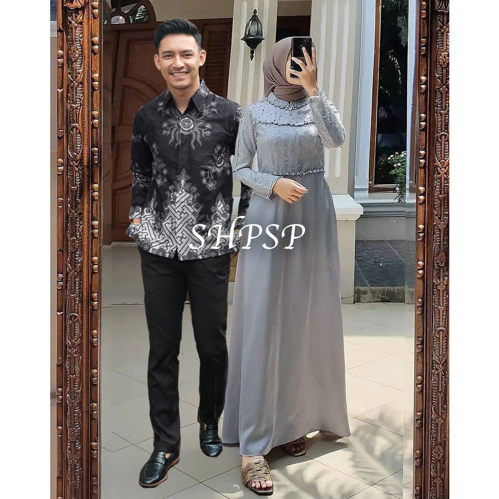 ADA ANAK !!! SHOPASHOP SOLO Batik Couple Rayya #2 dress Tiara + Kemeja batik - BISA COD COUPLE GAMIS MAXI DRESS BRUKAT LUNA - MAXI COUPLE GAMIS BROKAT GAMIS PESTA KONDANGAN