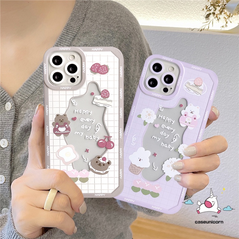 Casing Realme C35 C55 C21 C31 8Pro C25S C15 C11 C3 C20A C20 C12 C35 9i C21Y 10 Pro 8i 8 9 9 Pro C25 5 5S 5i 6i Kartun Lucu Beruang Kelinci Soft Tpu Kue Cherry Bening Penutup Belakang