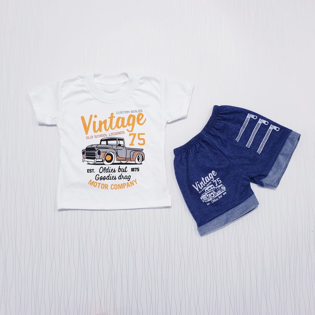 setelan baju anak laki-laki vintage / pakaian bayi cowo murah