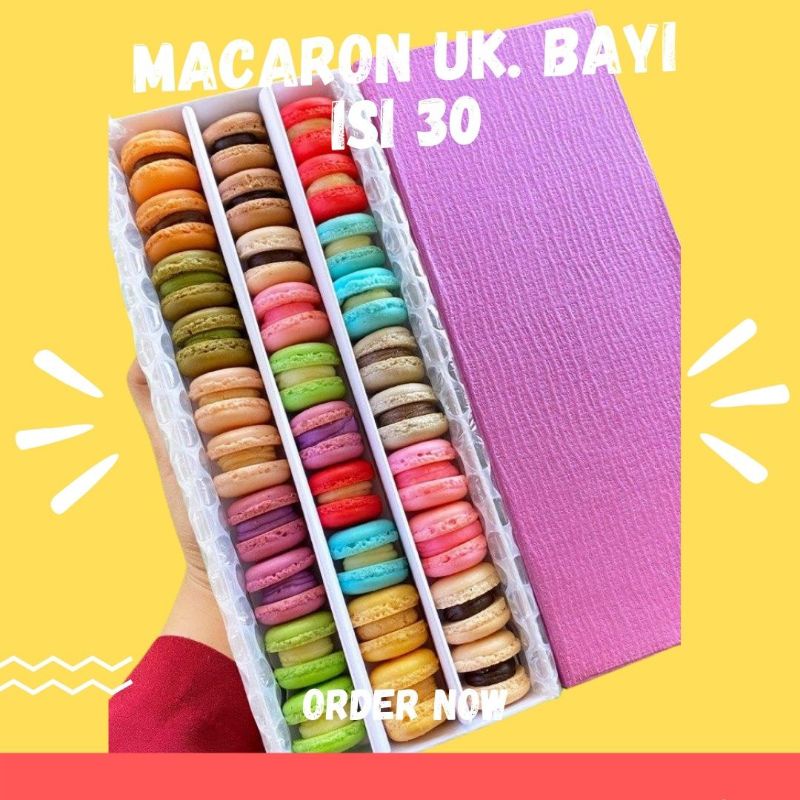 

Baby Macaron isi 30 banyak rasa macaroon lembut pengiriman instant GrabSend gosend nikis.id