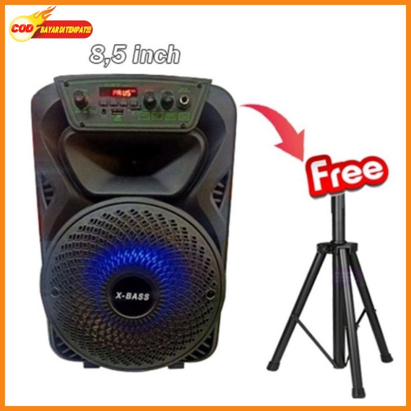 COD SPEAKER KARAOKE BLOETOOTH FLECO F 8808/F 8805 8.5 INCH X BASS BONUS STAND/SALON KARAOKE BLOETOOT