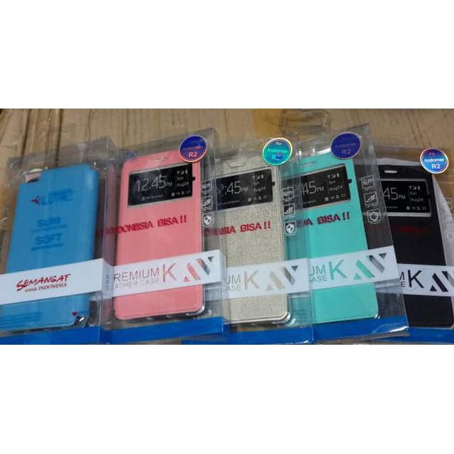 Flipcover UME Andromax R2 / E2 Sarung HP / Leather Case Smartfren