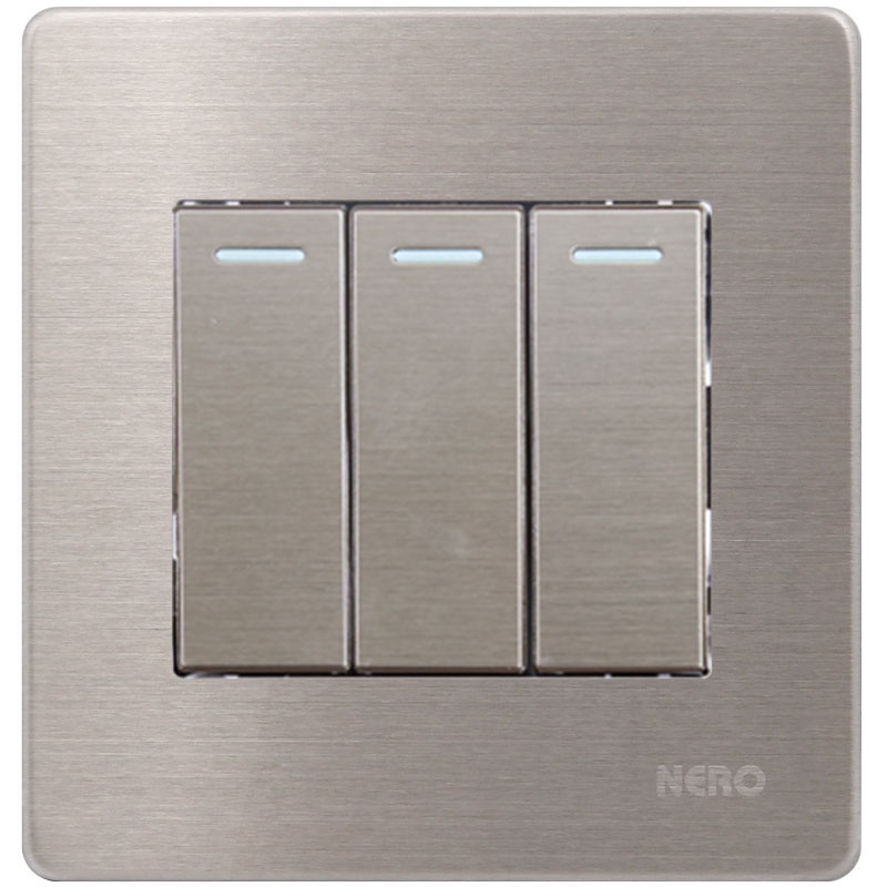 NERO SAKLAR V8 V81632 STAINLESS / SAKLAR TRIPLE HOTEL / SAKLAR 3 TOMBOL