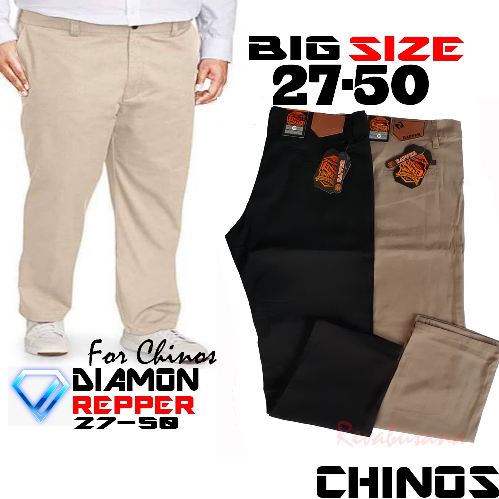 Celana Panjang Pria Chino Jumbo Reguler Bahan Katun Strecht Chinos Big Size 27 - 55