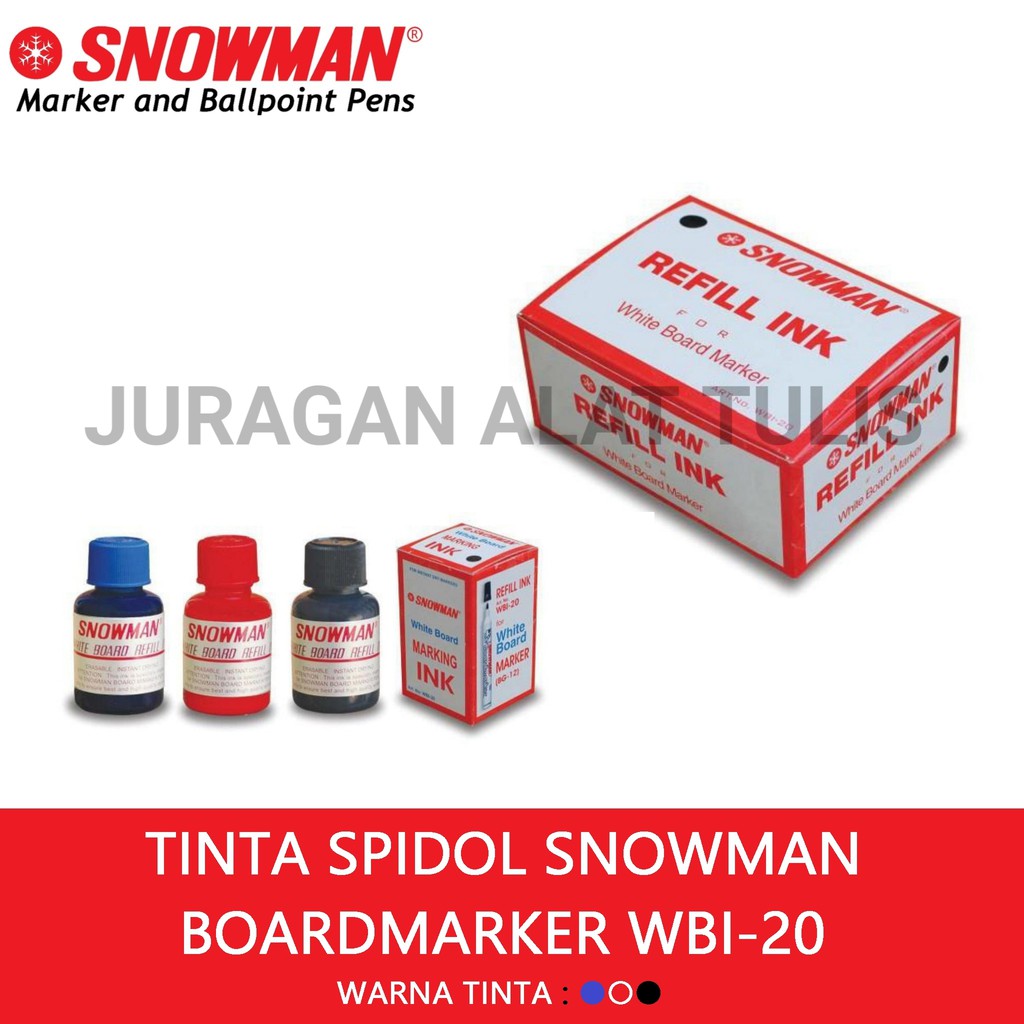 

TINTA SPIDOL SNOWMAN BOARDMARKER WBI-20 / TINTA SPIDOL PAPAN TULIS