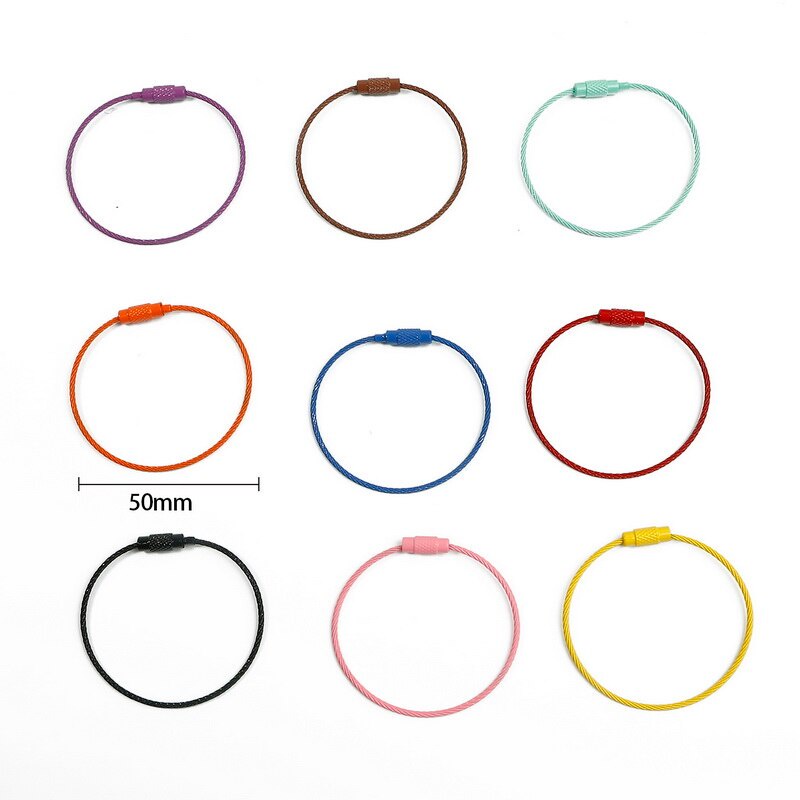 2PCS Stainless Steel Wire Keychain Cable Rope Key Holder Keyring  Key Chain Rings Women Men Jewelry Wholesale