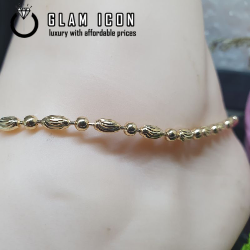 Gelang Kaki GD Biji Padi Ukir  simple G0392