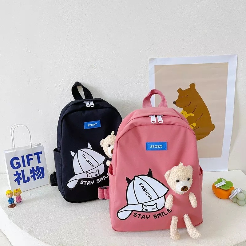 TAS RANSEL SEKOLAH ANAK LAKI DAN PEREMPUAN / RANSEL BACKPACK CEWEK COWOK TAS FASHION MODEL BONEKA TEDDY BEAR S-91415