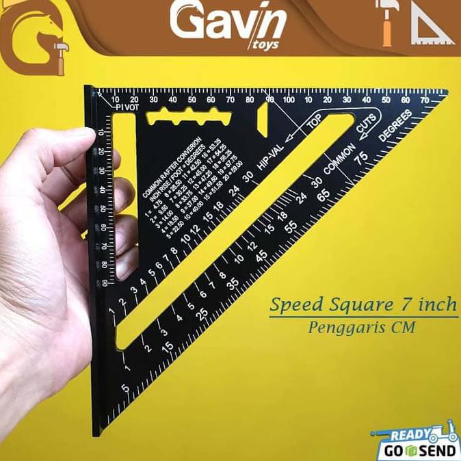 

Speed Square 7 inch Woodworking Penggaris Siku Segitiga Tukang Hitam